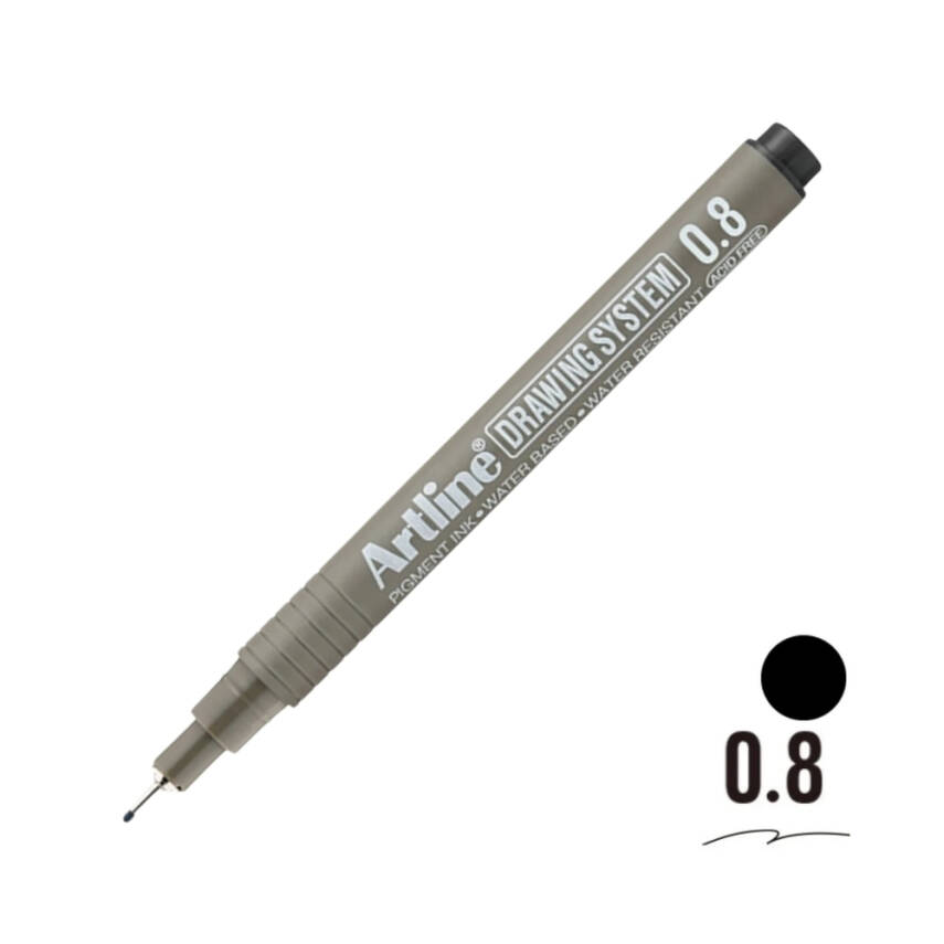 Artline Drawing System 238 Teknik Çizim Kalemi, 0.8 mm Uçlu, Siyah - 2