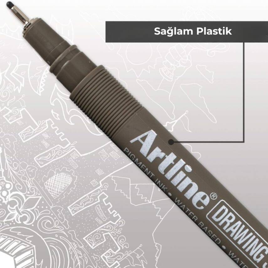 Artline Drawing System 238 Teknik Çizim Kalemi, 0.8 mm Uçlu, Siyah - 6