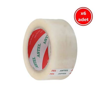 Astel Koli Bandı, 6 Adet, 45 mm 100 m, Şeffaf, Hotmelt, Dayanıklı - Astel