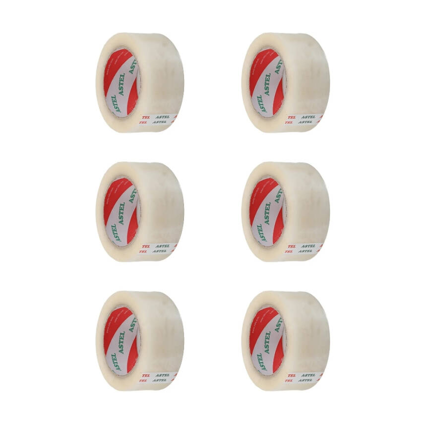 Astel Koli Bandı, 6 Adet, 45 mm x 40 m, Şeffaf, Hotmelt Yapışkan - 2