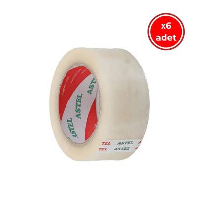 Astel Koli Bandı, 6 Adet, 45 mm 40 m, Şeffaf, Hotmelt Yapışkan - Astel