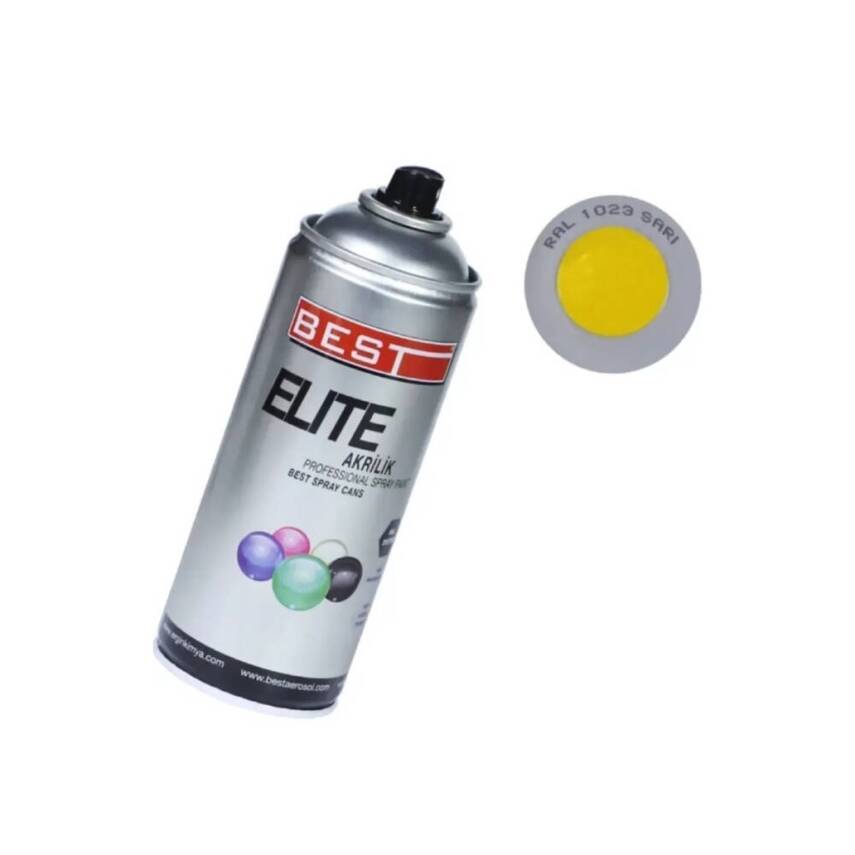Best Elite Akrilik Sprey Boya, RAL= 1023 - Trafik Sarı, 400 ml - 1
