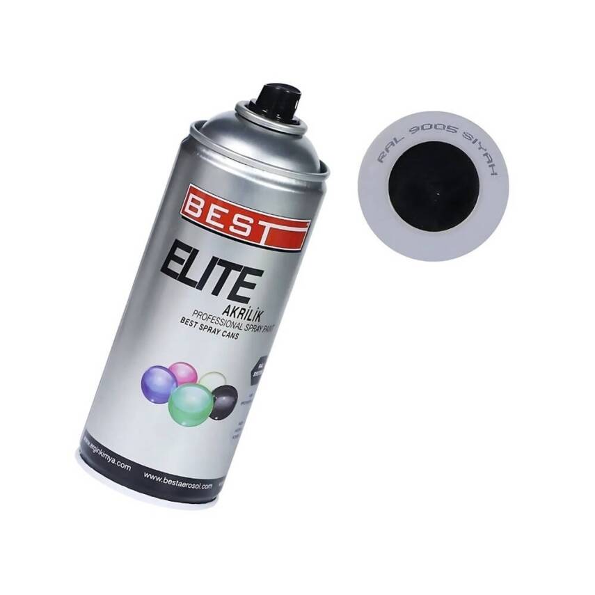 Best Elite Akrilik Sprey Boya, RAL= 9005 - Siyah, 400 ml, Dayanıklı - 1