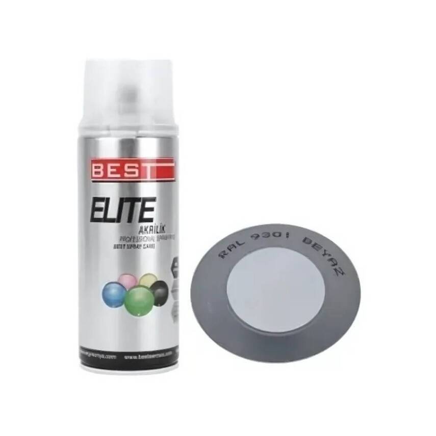 Best Elite Akrilik Sprey Boya, RAL= 9301 - Beyaz, 400 ml, Dayanıklı - 1