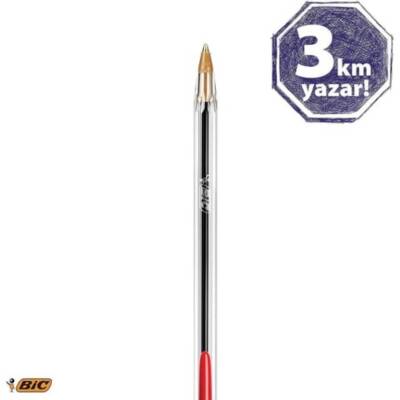 BIC Cristal Medium Tükenmez Kalem, 50 Adet, 3 km Yazma, Kırmızı, 1.0mm - 4