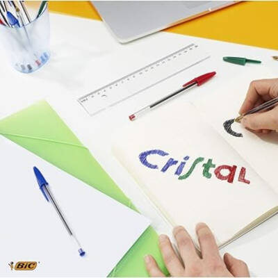 BIC Cristal Medium Tükenmez Kalem, 50 Adet, 3 km Yazma, Mavi,1.0 mm - 6