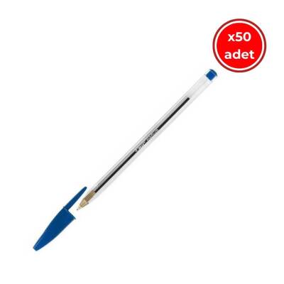 BIC Cristal Medium Tükenmez Kalem, 50 Adet, 3 km Yazma, Mavi, 1.0 mm - BIC