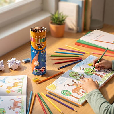 BIC Evolation Kuru Boya Kalem Seti, 36 Renk, Metal Tüp, Canlı Renkler - 5