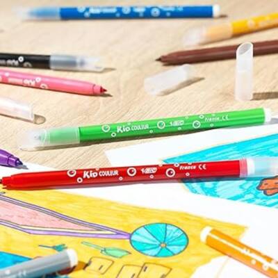 BIC Kid Couleur Keçeli Kalem, 12 Renk, Canlı ve Yıkanabilir Mürekkep - 10
