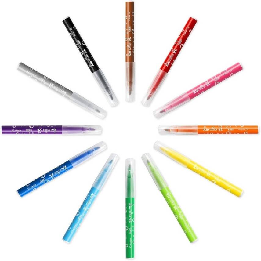 BIC Kid Couleur Keçeli Kalem, 12 Renk, Canlı ve Yıkanabilir Mürekkep - 4