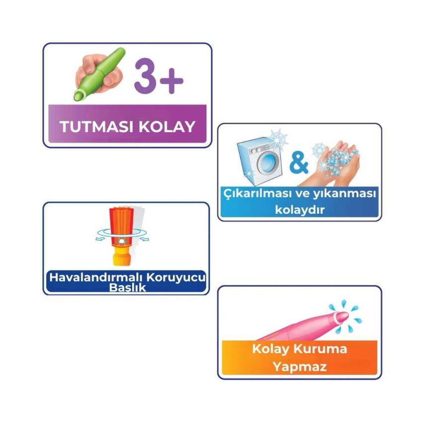 BIC Kid Couleur Keçeli Kalem, 12 Renk, Canlı ve Yıkanabilir Mürekkep - 5