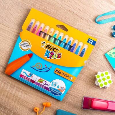 BIC Kid Couleur Keçeli Kalem, 12 Renk, Canlı ve Yıkanabilir Mürekkep - 7
