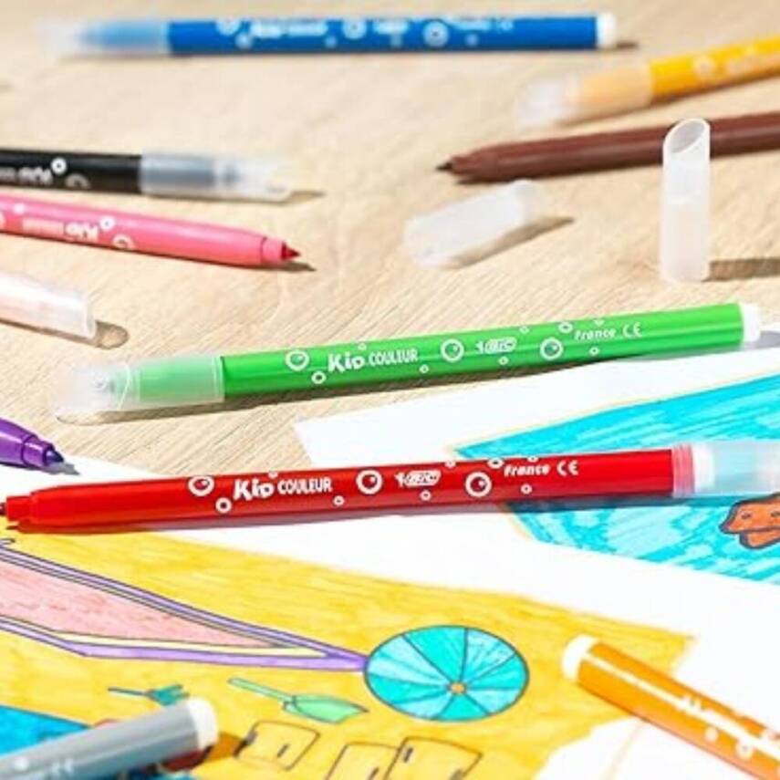 BIC Kid Couleur Keçeli Kalem, 24 Renk, Canlı ve Yıkanabilir Mürekkep - 10
