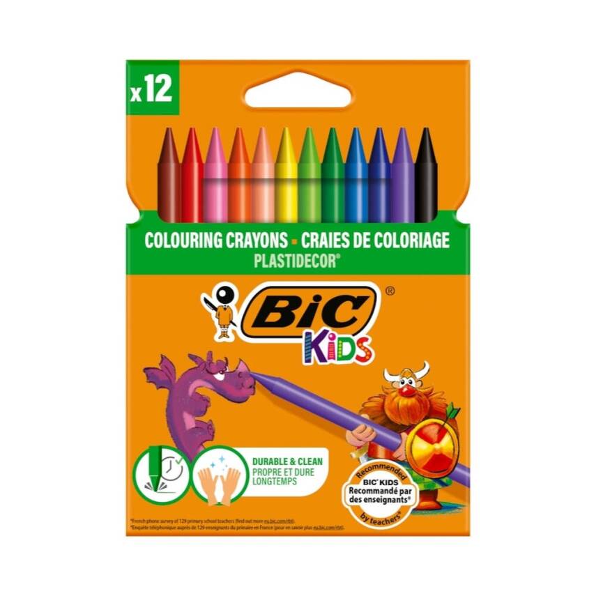 BIC Plasticdecor Pastel Boya Seti, 12 Renk, Canlı ve Dayanıklı Renkler - 1
