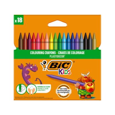 BIC Plasticdecor Pastel Boya Seti, 18 Renk, Canlı ve Dayanıklı Renkler - BIC
