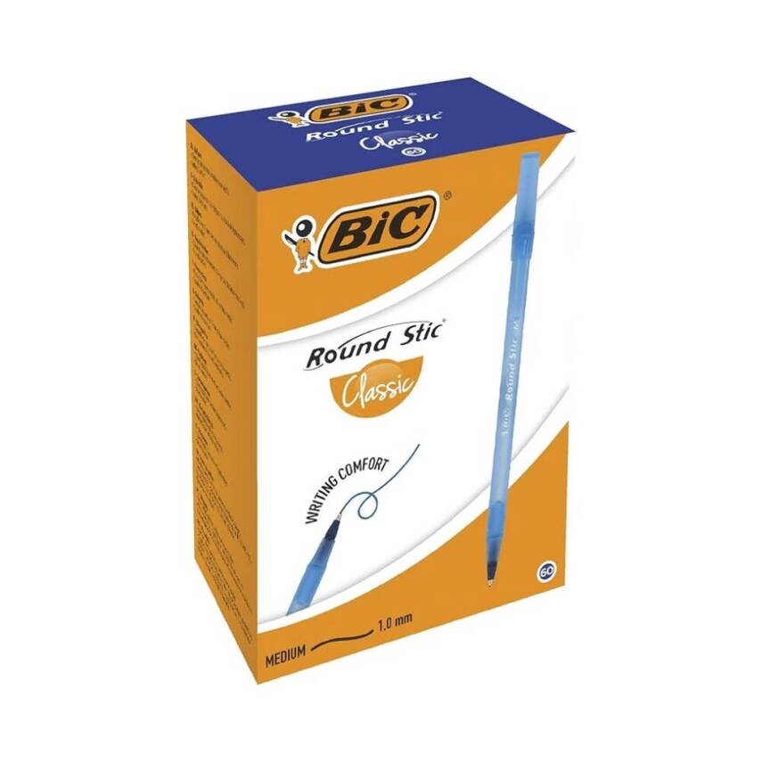 BIC Round Stic Tükenmez Kalem, 60 Adet, Mavi, 1.0 mm, Yağ Bazlı - 2