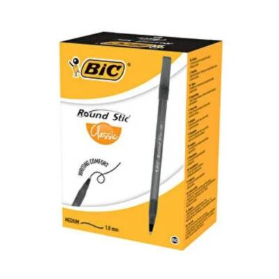BIC Round Stic Tükenmez Kalem, 60 Adet, Siyah, 1.0 mm, Yağ Bazlı - 2