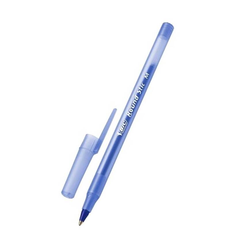 BIC Round Stic Tükenmez Kalem, 1.0 mm Uç, Uzun Ömürlü, Yağ Bazlı, Mavi - 1