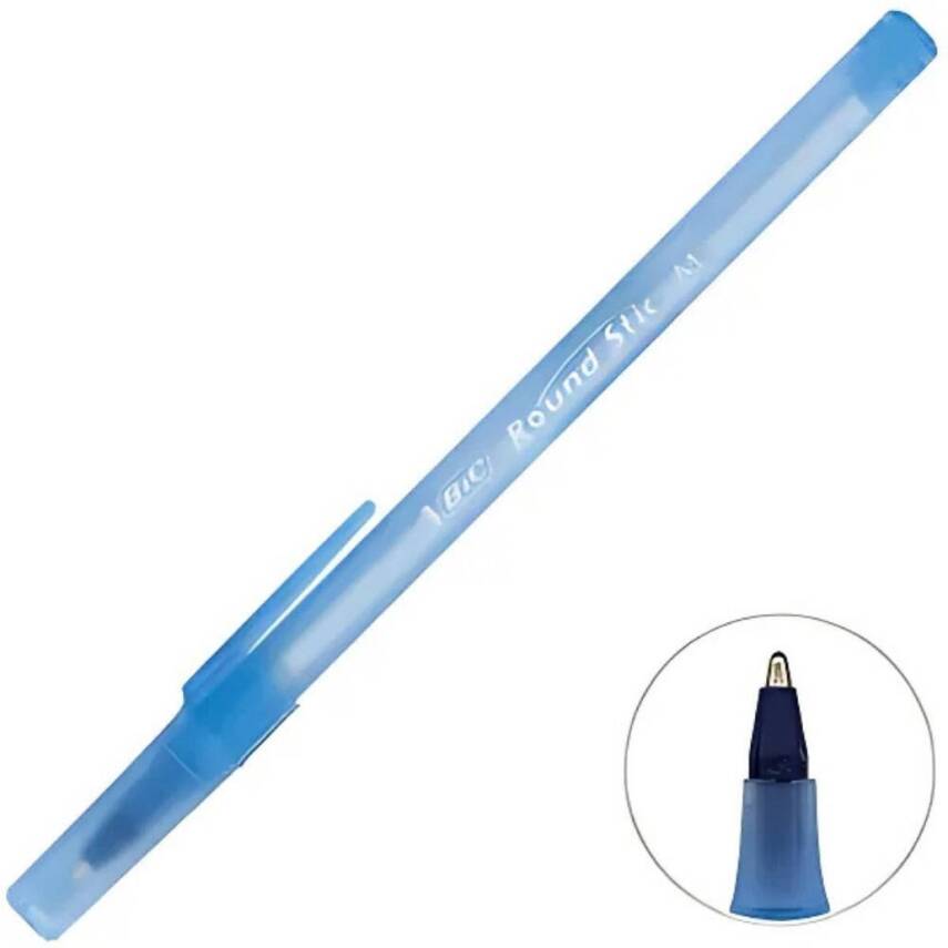 BIC Round Stic Tükenmez Kalem, 1.0 mm Uç, Uzun Ömürlü, Yağ Bazlı, Mavi - 3