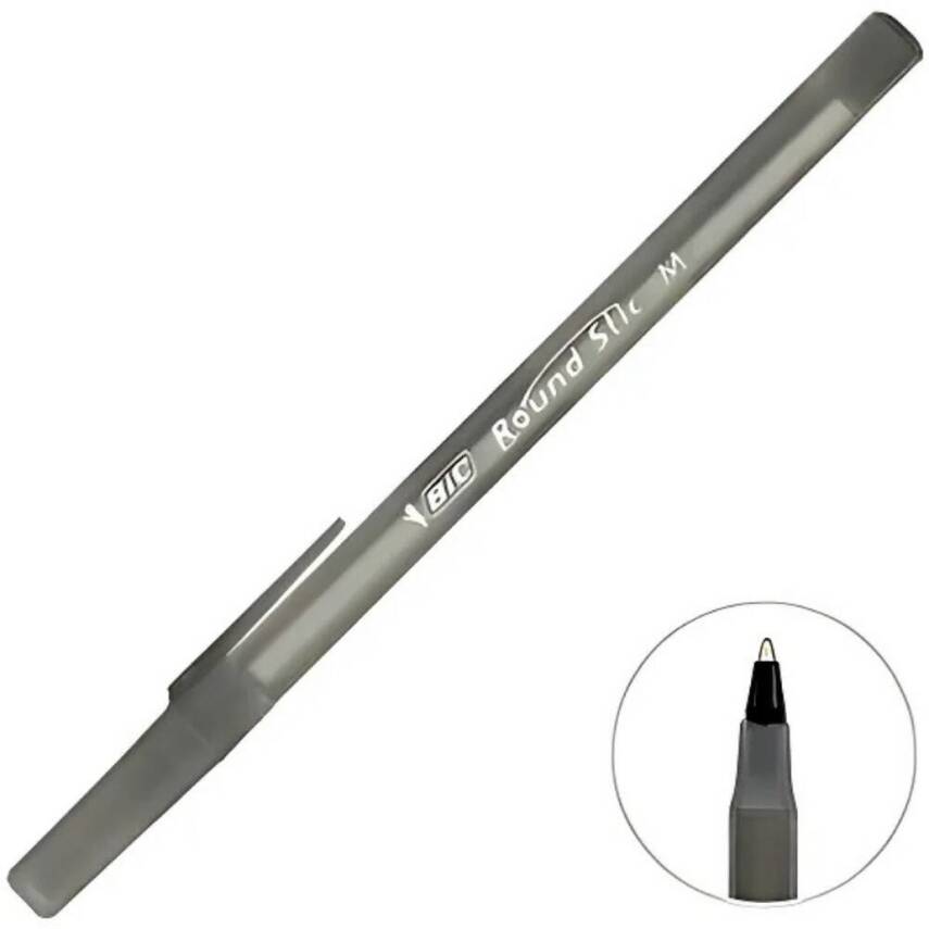 BIC Round Stic Tükenmez Kalem, 1.0 mm Uç, Uzun Ömürlü, Yağ Bazlı,Siyah - 2