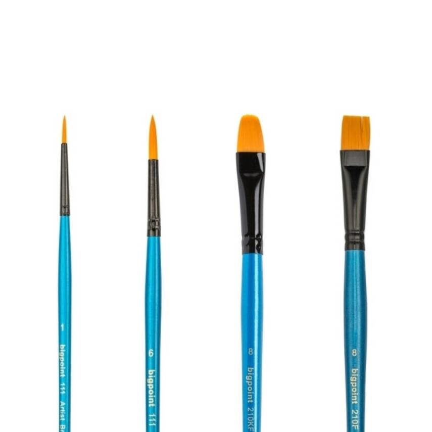 Bigpoint 111 & 210 Serisi Sentetik Kıl Fırça Seti, 4’lü, No:1,6,8,10 - 3