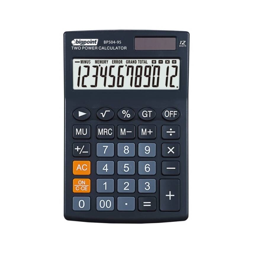 Bigpoint 12 Haneli Hesap Makinesi, Ekstra Fonksiyonlu, Güneş Enerjili - 1
