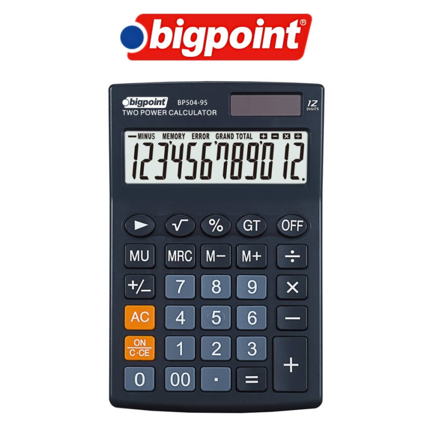 Bigpoint 12 Haneli Hesap Makinesi, Ekstra Fonksiyonlu, Güneş Enerjili - 3