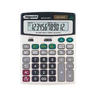 Bigpoint 12 Haneli Metal Gövdeli Hesap Makinesi, RPT ve Güneş Enerjili - Bigpoint