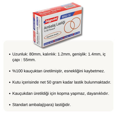 Bigpoint Ambalaj Lastiği, Dayanıklı Kauçuk, 50 g Paket, Kopmaya Karşı - 2