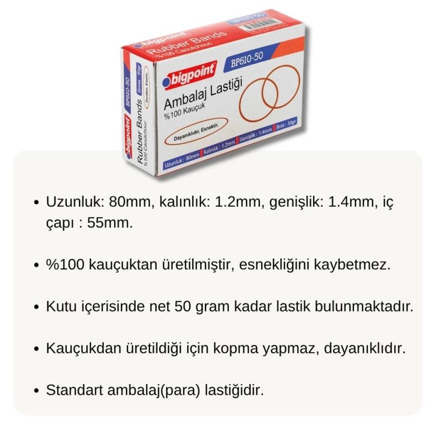 Bigpoint Ambalaj Lastiği, Dayanıklı Kauçuk, 50 g Paket, Kopmaya Karşı - 2