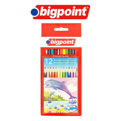 Bigpoint Aquarelle Boya Kalemi ve Fırça, 12 Renkli, Altıgen Gövde - 2