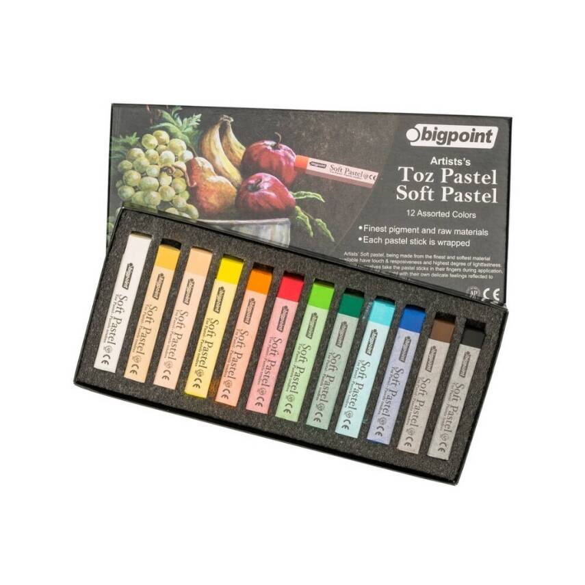 Bigpoint Artists’ Toz Pastel Boya Seti, 12 Renk,Yoğun Pigmentli, Canlı - 1