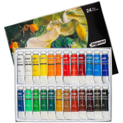 Bigpoint Artist's Tüp Akrilik Boya Seti, 12 ml, Akışkan, 24 Renkli - 1
