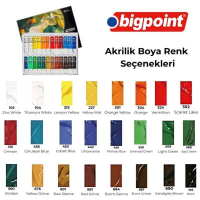 Bigpoint Artist's Tüp Akrilik Boya Seti, 12 ml, Akışkan, 24 Renkli - 2