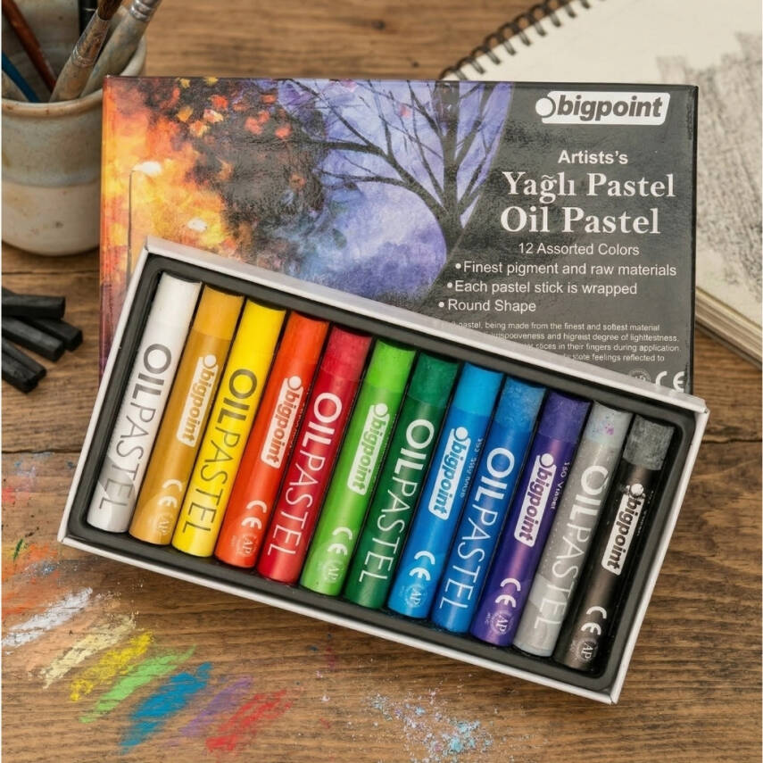 Bigpoint Artists's Yağlı Pastel Boya, 12 Renk, Yoğun Pigmentli, Canlı - 2