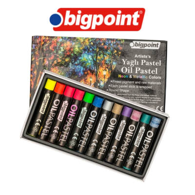 Bigpoint Artists's Yağlı Pastel Boya, Metalik-Fosforlu Renk, 12 Renk - 2