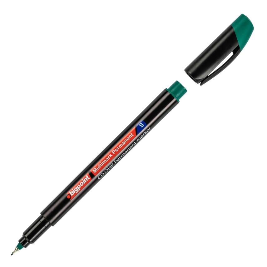 Bigpoint Asetat Kalemi, İnce Uçlu (S), 0.3 mm, Hızlı Kurur, Yeşil - 1