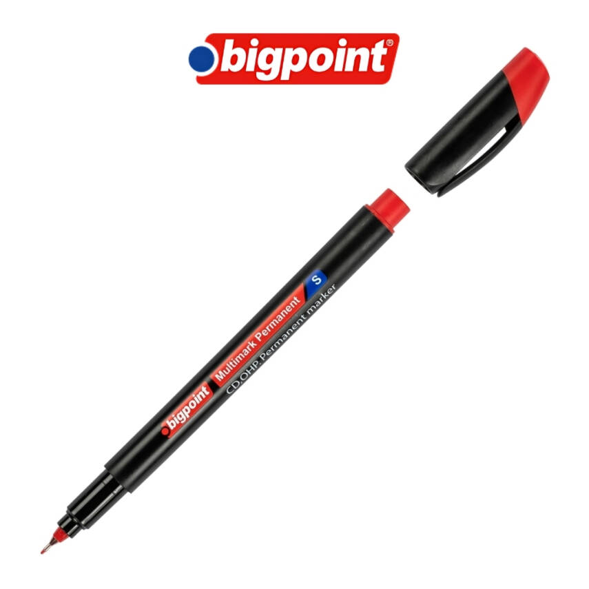 Bigpoint Asetat Kalemi, İnce Uçlu (S), 0.3mm, Hızlı Kuruyan, Kırmızı - 3