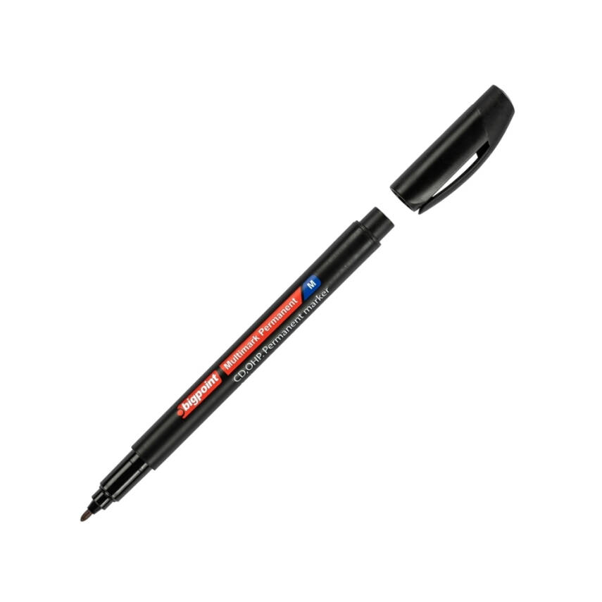 Bigpoint Asetat Kalemi, Standart Uçlu (M), 1.0 mm, Hızlı Kuruyan,Siyah - 1