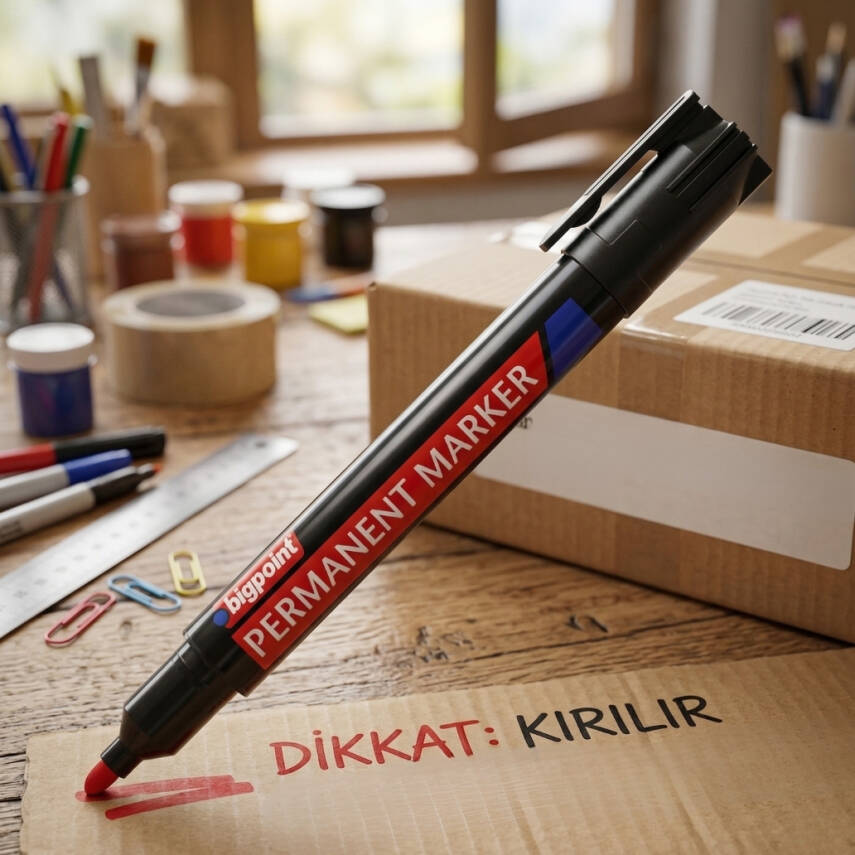 Bigpoint Asetat Kalemi, Yuvarlak Uçlu, Hızlı Kuruyan Yapı , Kırmızı - 2