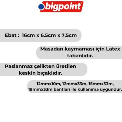 Bigpoint Bant Kesme Makinesi, 33 mt, Orta Boy, Siyah, 12-19 mm Uyumlu - 2