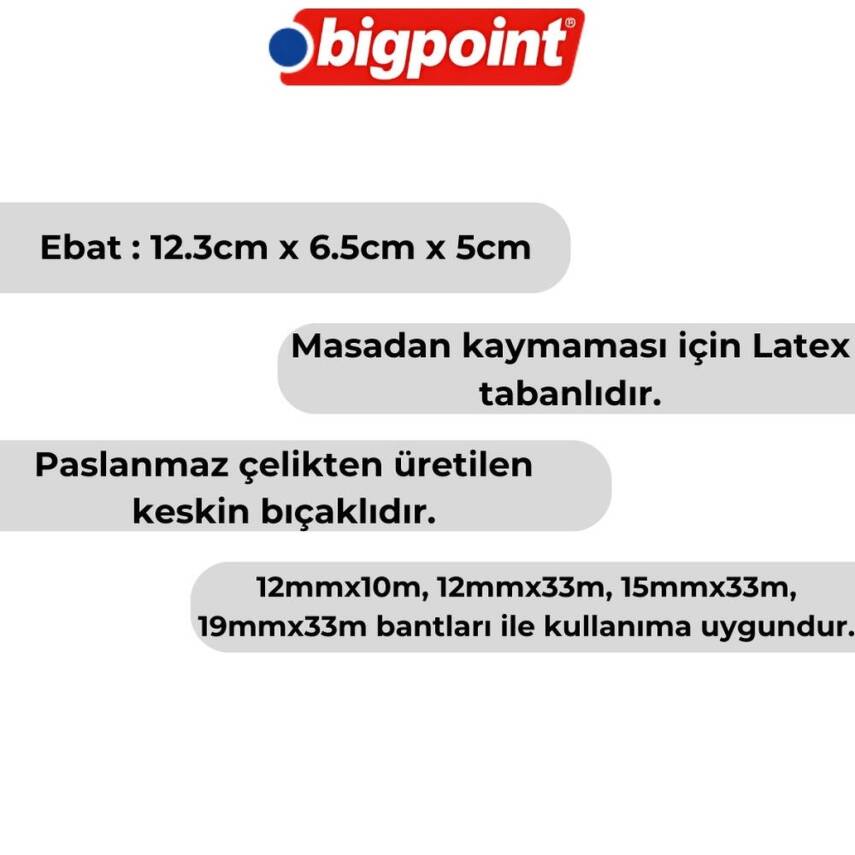 Bigpoint Bant Kesme Makinesi, 33 mt, Küçük Boy, Kırmızı, 12-19 mm Uyum - 3