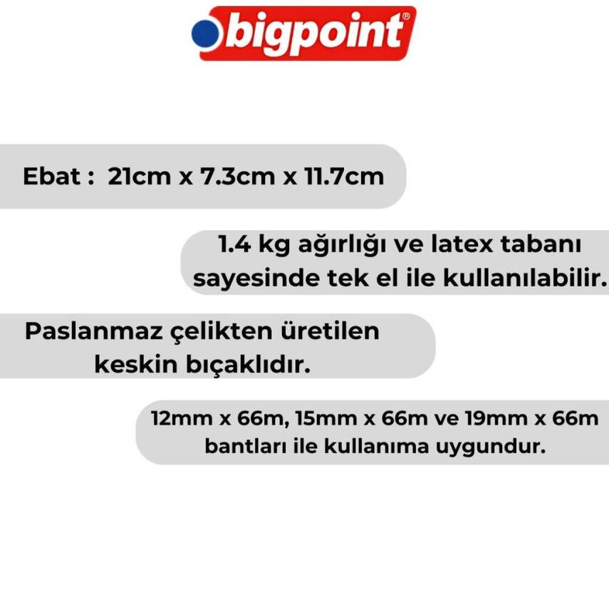 Bigpoint Bant Kesme Makinesi, 66 mt, Büyük Boy, Mavi, 12-19 mm Uyumlu - 3