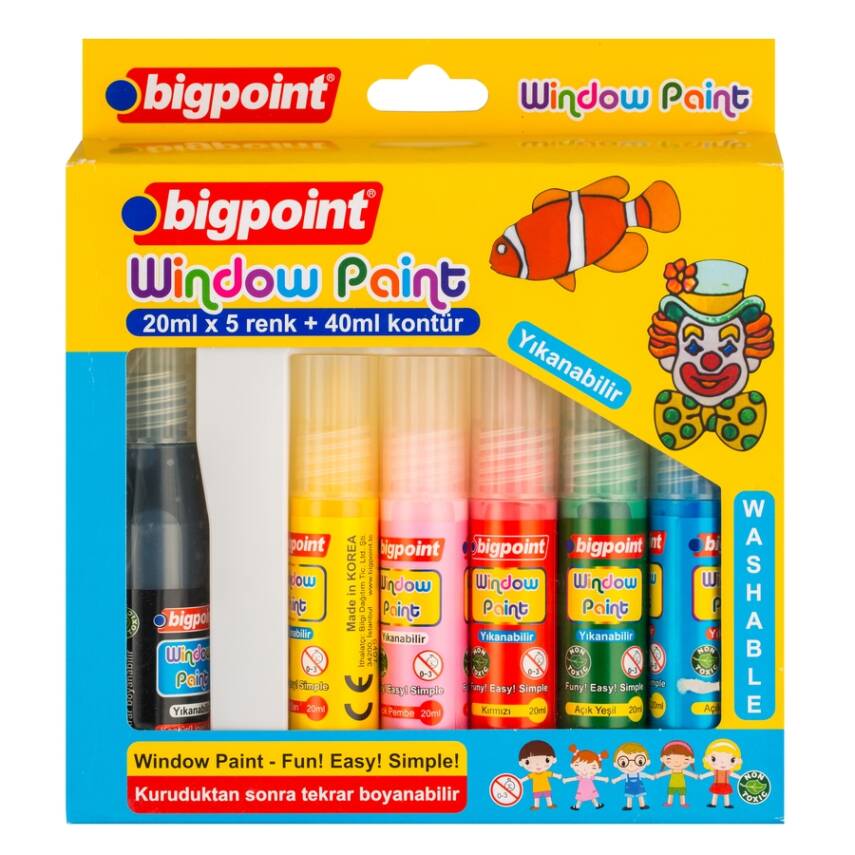 Bigpoint Cam Boyası, Plastik ve Cam Uyumlu, Kolay Temizlenir, 5x20 ml - 1