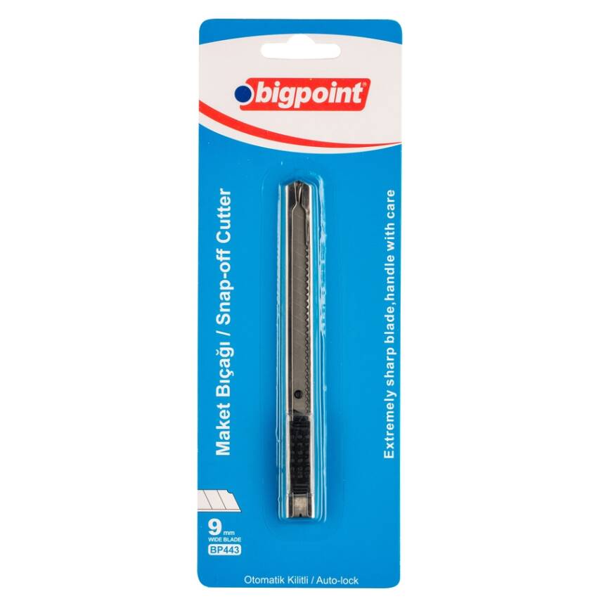Bigpoint Cep Tipi Maket Bıçağı, 9 mm, Karbon Çelik, Kırılabilir Uçlu - 1