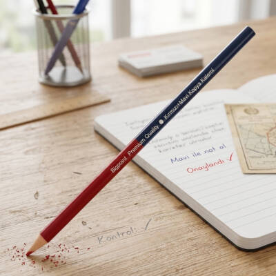 Bigpoint Çift Taraflı Kopya Kalemi 12’li, Dayanıklı, Kırmızı & Mavi Uç - 2