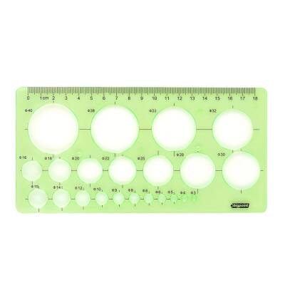 Bigpoint Daire Şablonu, 3-40 mm, 22 Farklı Daire, 18 cm Cetvel - Bigpoint