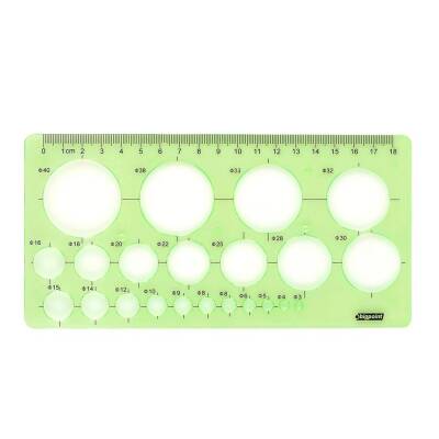 Bigpoint Daire Şablonu, 3-40 mm, 22 Farklı Daire, 18 cm Cetvel - Bigpoint