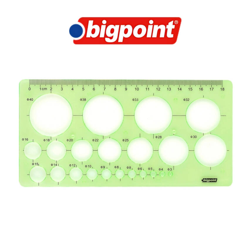 Bigpoint Daire Şablonu, 3-40 mm, 22 Farklı Daire, 18 cm Cetvel - 3