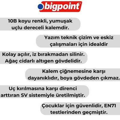 Bigpoint Dereceli Kalem 10B, Teknik Çizim ve Eskiz İçin, Altıgen Gövde - 3